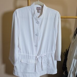 Chico's Creamy White Mandarin Button Down Shacket